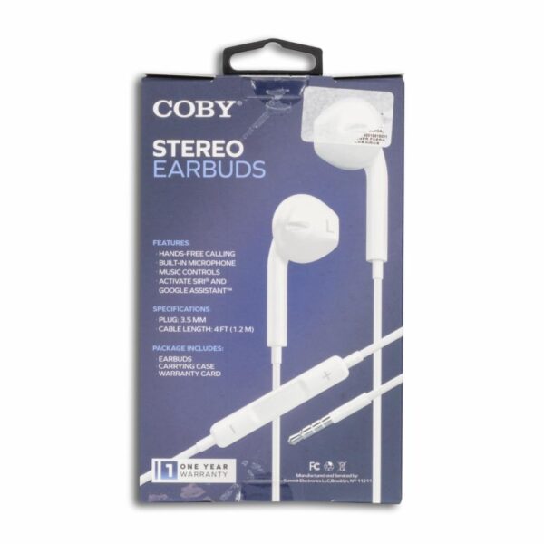 Audífonos Stereo Earbuds CVE270WH COBY Con Cable