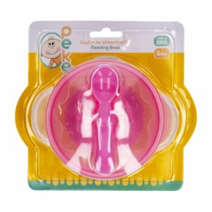 Tazón De Alimentación Con Tapa Y Cuchara 6m + Color Rosa PEKE Unidad