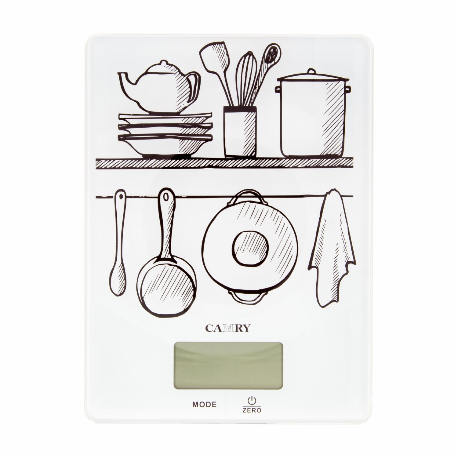 Balanza Cocina Diseno Utensilios Blanco Y Negro CAMRY Unidad - Imagen 2