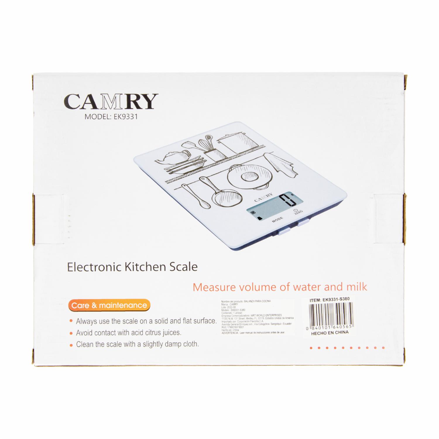 Balanza Cocina Diseno Utensilios Blanco Y Negro CAMRY Unidad - Imagen 4