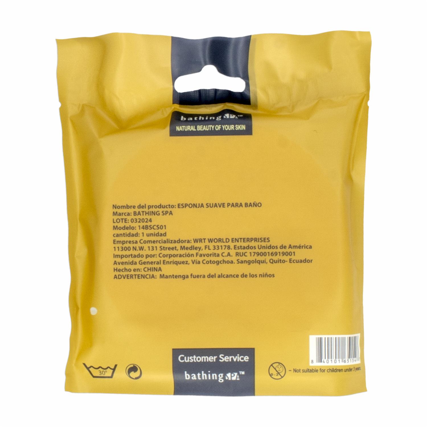 Esponja De Baño Redonda Color Amarillo BATHING SPA Unidad