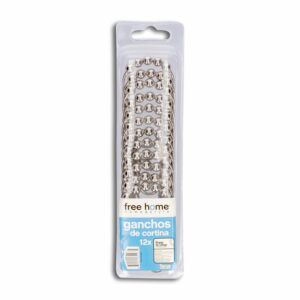 Ganchos Para Cortina Plateados FREE HOME X 12 Uds