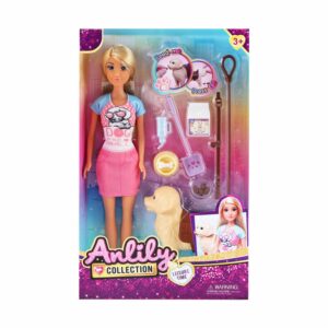 Set Muñeca Con Mascota ANLILY Incluye Accesorios