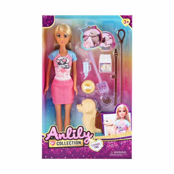 Set Muñeca Con Mascota ANLILY Incluye Accesorios