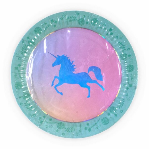 Plato Tendido Fiesta Unicornio 22,8 Cm FESTA X 6 Uds