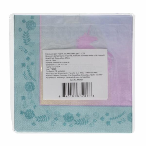 Servilleta Unicornio 33Cm X 33Cm FESTA X 12 Uds - Imagen 2