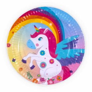 Plato Tendido Fiesta Unicornio Infantil 22,8 Cm FESTA X 6 Uds