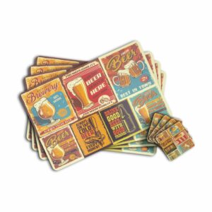 Set Individuales X 4 Individuales Cerveza + Porta Vasos FREE HOME 43,5 X 28,2 Cm