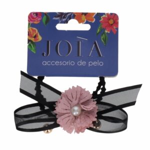 Elástico Negro Flor Rosado HAIR WITH FLAIR Unidad