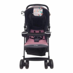 Coche Para Bebé Con Manubrio Reversible Rosado PEKE 76x45x98