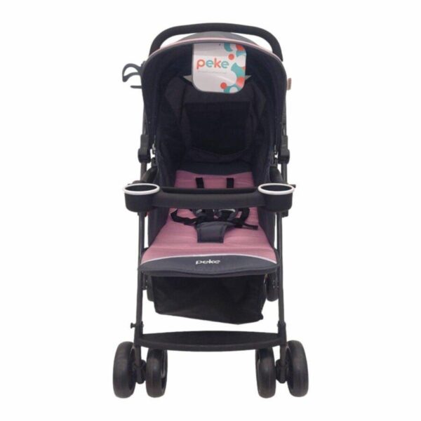 Coche Para Bebé Con Manubrio Reversible Rosado PEKE 76x45x98
