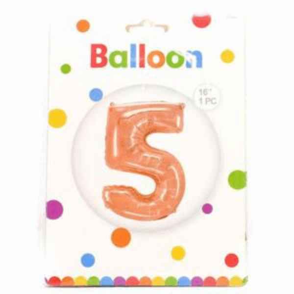 Globo Metálico Dorado Rosa BALLOON Número 5 - Imagen 2