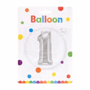 Globo Metálico Plateado BALLOON Número 1