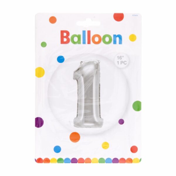 Globo Metálico Plateado BALLOON Número 1
