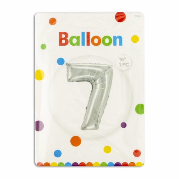 Globo Metálico Plateado BALLOON Número 7
