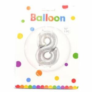 Globo Metálico Plateado BALLOON Número 8