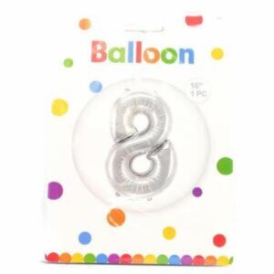 Globo Metálico Plateado BALLOON Número 8
