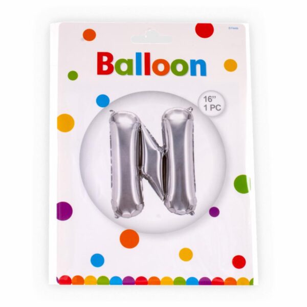 Globo Metálico Plateado BALLOON Letra N