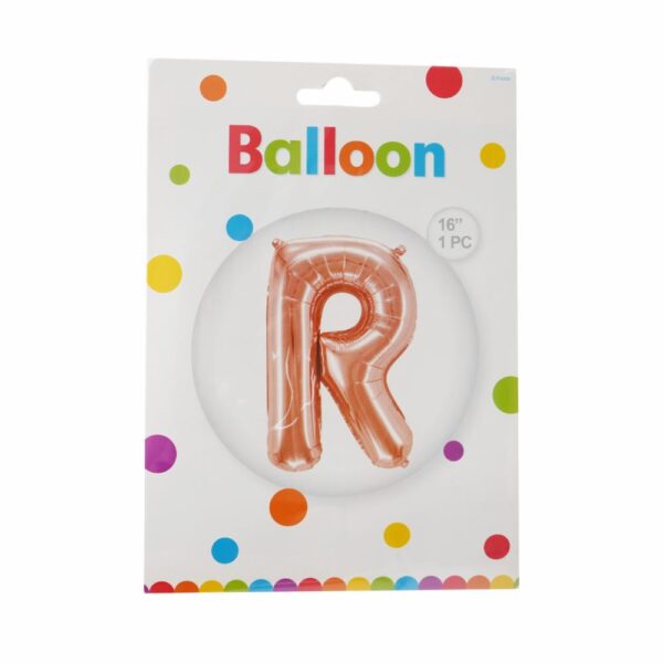 Globo Metálico Letra R Dorado Rosa FESTA Letra R
