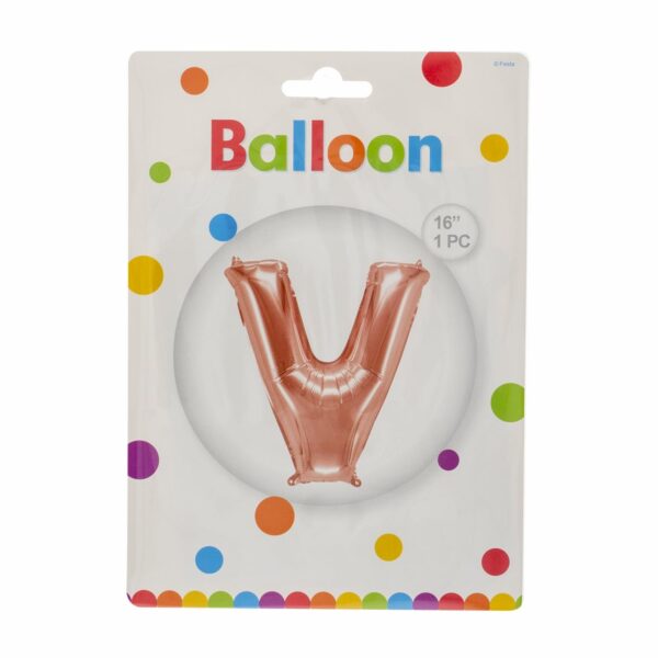 Globo Metálico Dorado Rosa BALLOON Letra V