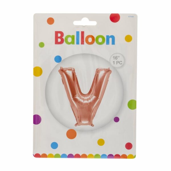 Globo Metálico Dorado Rosa BALLOON Letra V