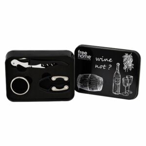 Set Para Vino Caja Metálica FREE HOME x 3 Piezas