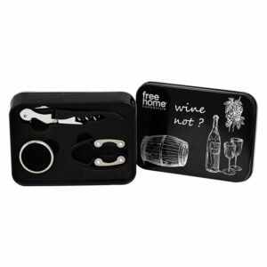 Set Para Vino Caja Metálica FREE HOME x 3 Piezas
