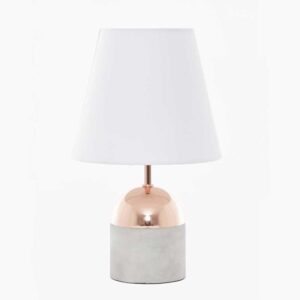 Lámpara De Mesa Base Beige Con Bronce Y Pantalla Blanca FREE HOME 38x16x1Cm