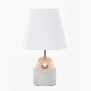 Lámpara De Mesa Base Beige Con Bronce Y Pantalla Blanca FREE HOME 38x16x1Cm