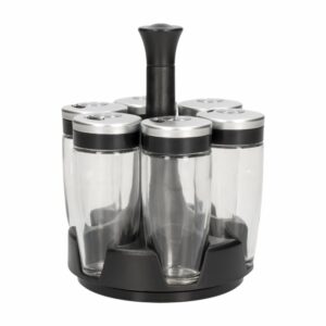 Condimentero Con Base Clear Negro SINOGLASS 6 Piezas