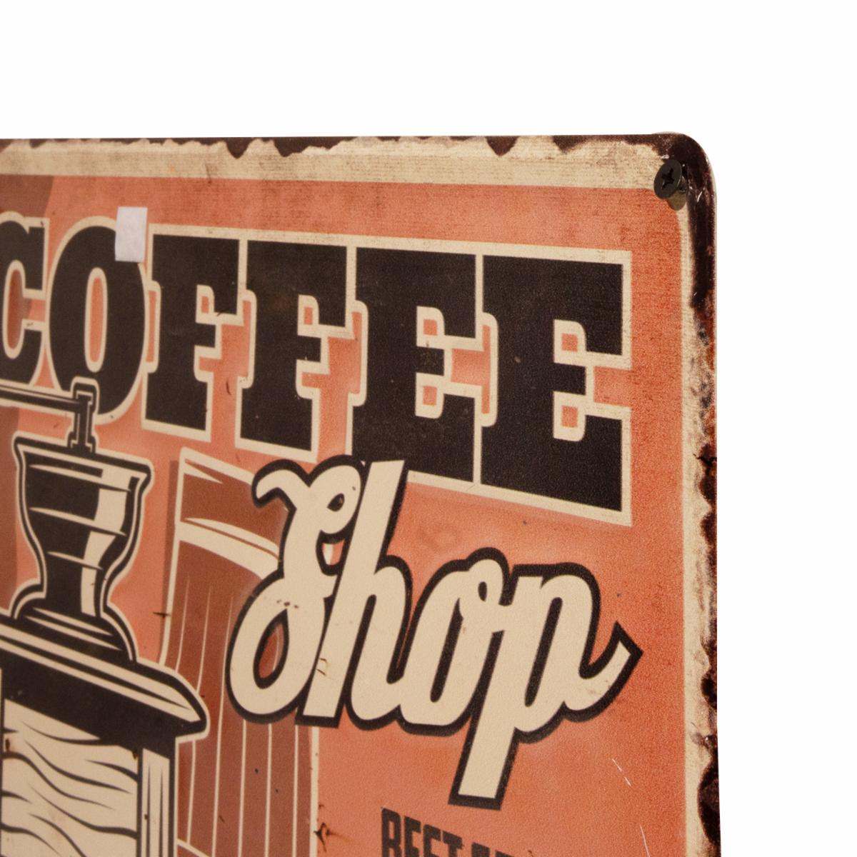 Placa Metálica Coffee Shop FUZHOU 30x40x1Cm