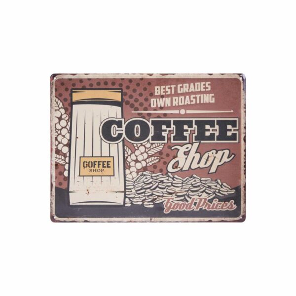 Placa Metálica Best Grades Own Roasting Coffee Shop FUZHOU 30x40x1Cm