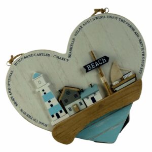 Cuadro Madera Corazon Beach FREE HOME 23 X 20CM