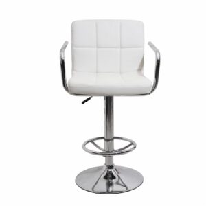 Silla De Bar Apoya Brazos Blanca Metal FREE HOME Cuerina
