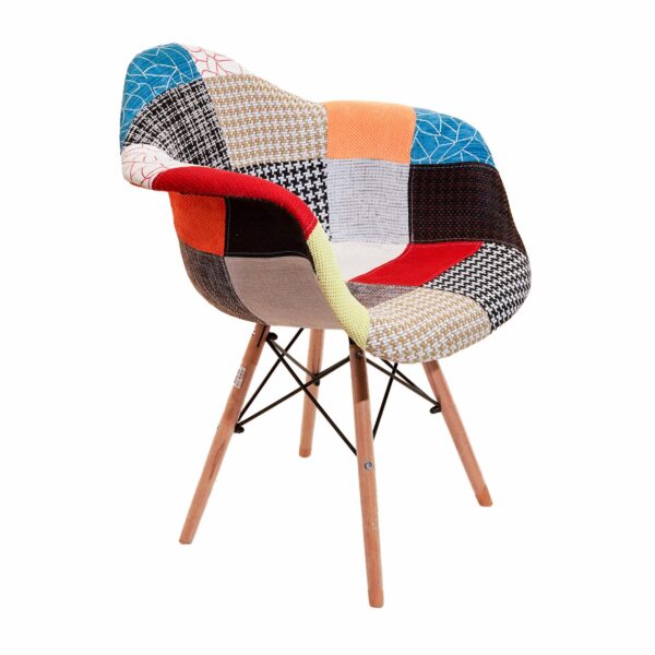 Silla Auxiliar Soporte Cruzado Parches Multicolores HY Textil y Metal - Imagen 2