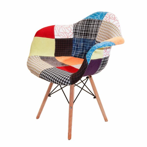 Silla Auxiliar Soporte Cruzado Parches Multicolores HY Textil y Metal - Imagen 3