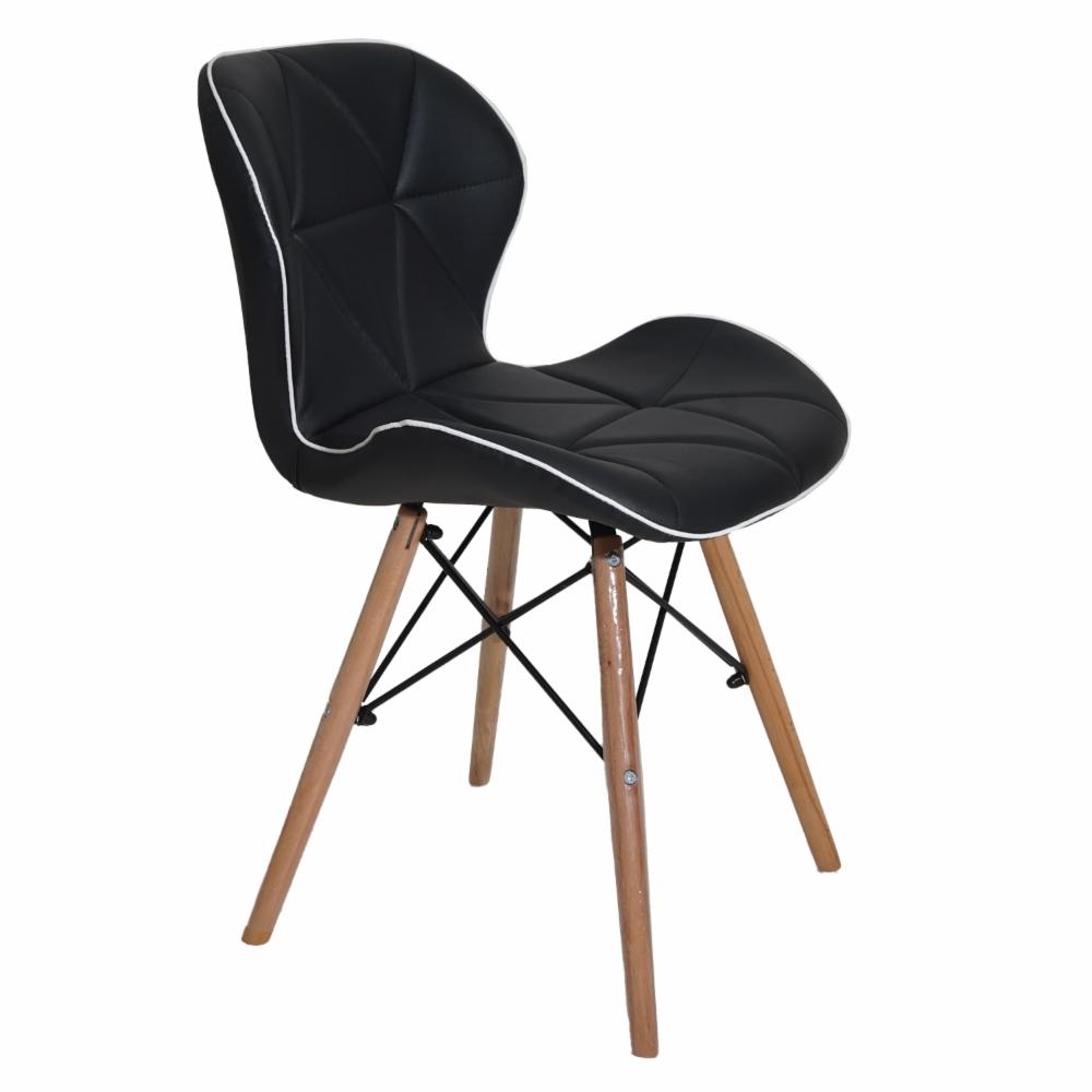 Silla Auxiliar Negro Con Blanco Pata Metal HY - Imagen 2