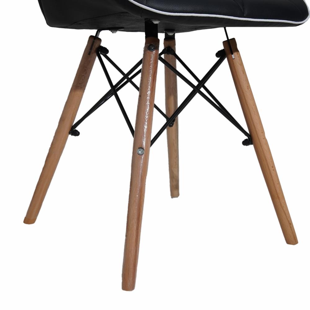 Silla Auxiliar Negro Con Blanco Pata Metal HY - Imagen 6