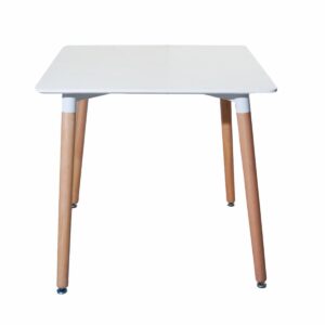 Mesa De Comedor Cuadrada Blanca HY Patas De Metal