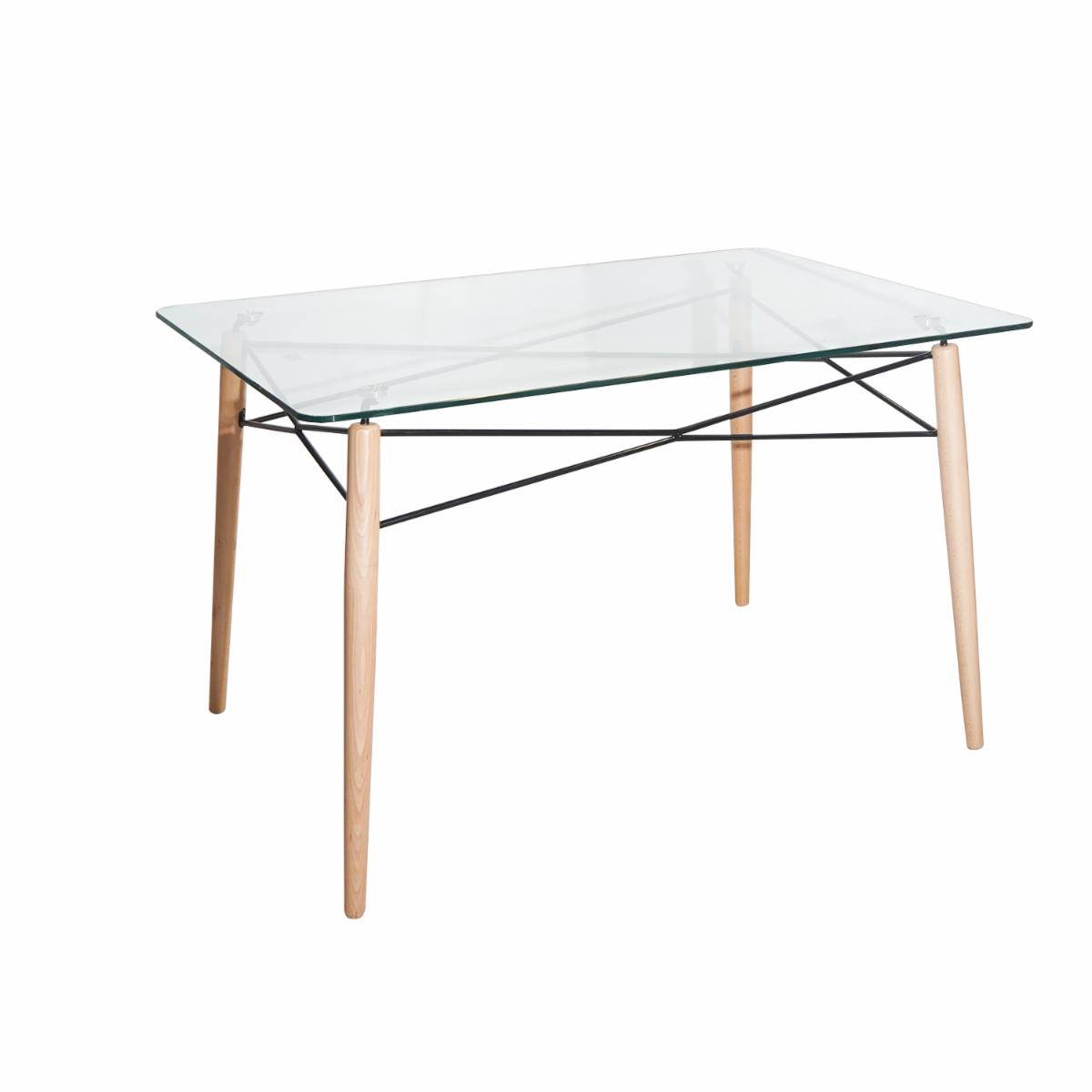 Mesa Cuadrada Vidrio HY Pata De Madera