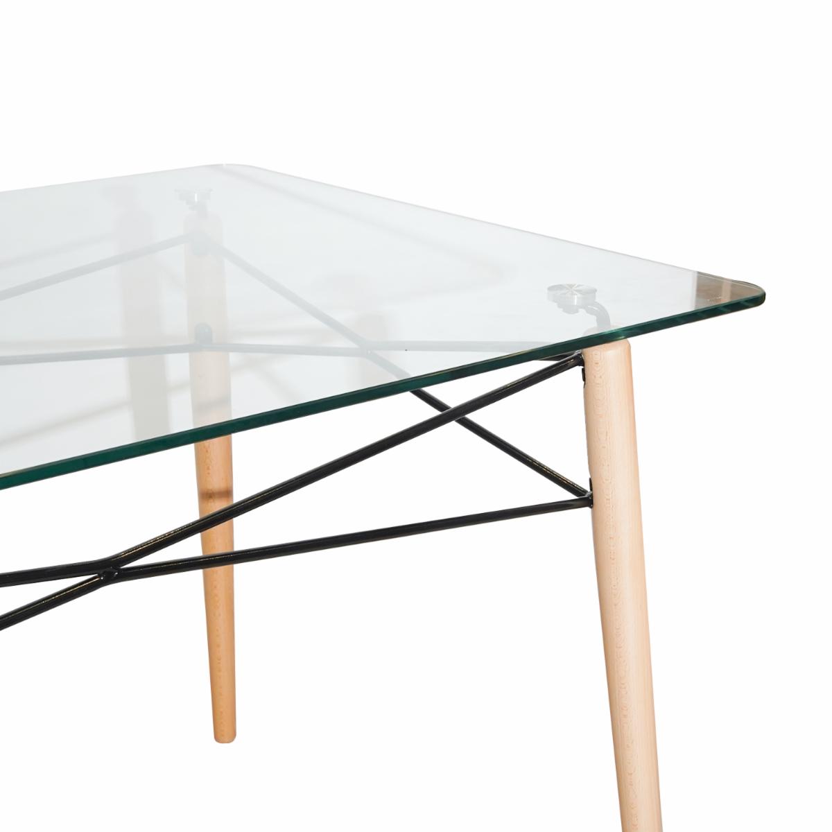Mesa Cuadrada Vidrio HY Pata De Madera