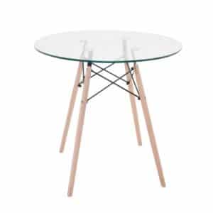 Mesa De Comedor Redonda HY Vidrio y Madera
