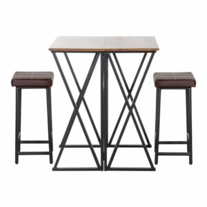 Desayunador Mesa y 2 Bancos FREE HOME Madera y Metal