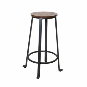 Banqueta Circular Alta Negra Con Café FREE HOME Madera y Metal