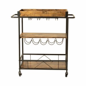 Mueble Bar Carrito Con Charol FREE HOME Madera y Hierro