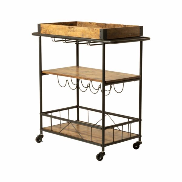 Mueble Bar Carrito Con Charol FREE HOME Madera y Hierro - Imagen 2