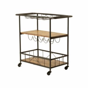 Mueble Bar Carrito Con Charol FREE HOME Madera y Hierro