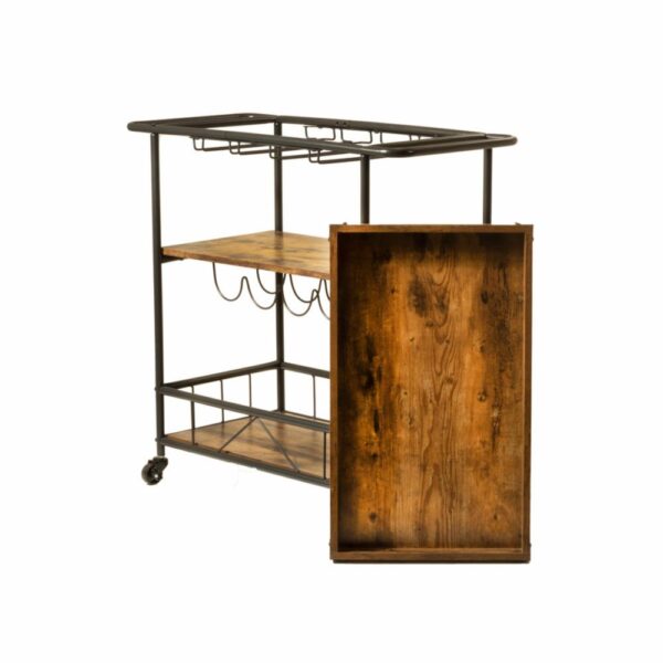Mueble Bar Carrito Con Charol FREE HOME Madera y Hierro - Imagen 4