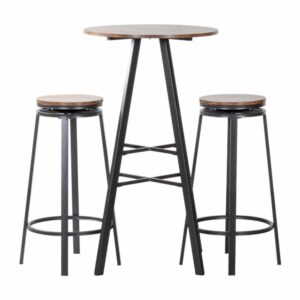 Juego Mesa Con 2 Bancos Frely Patas Altas FREE HOME Metal y Madera