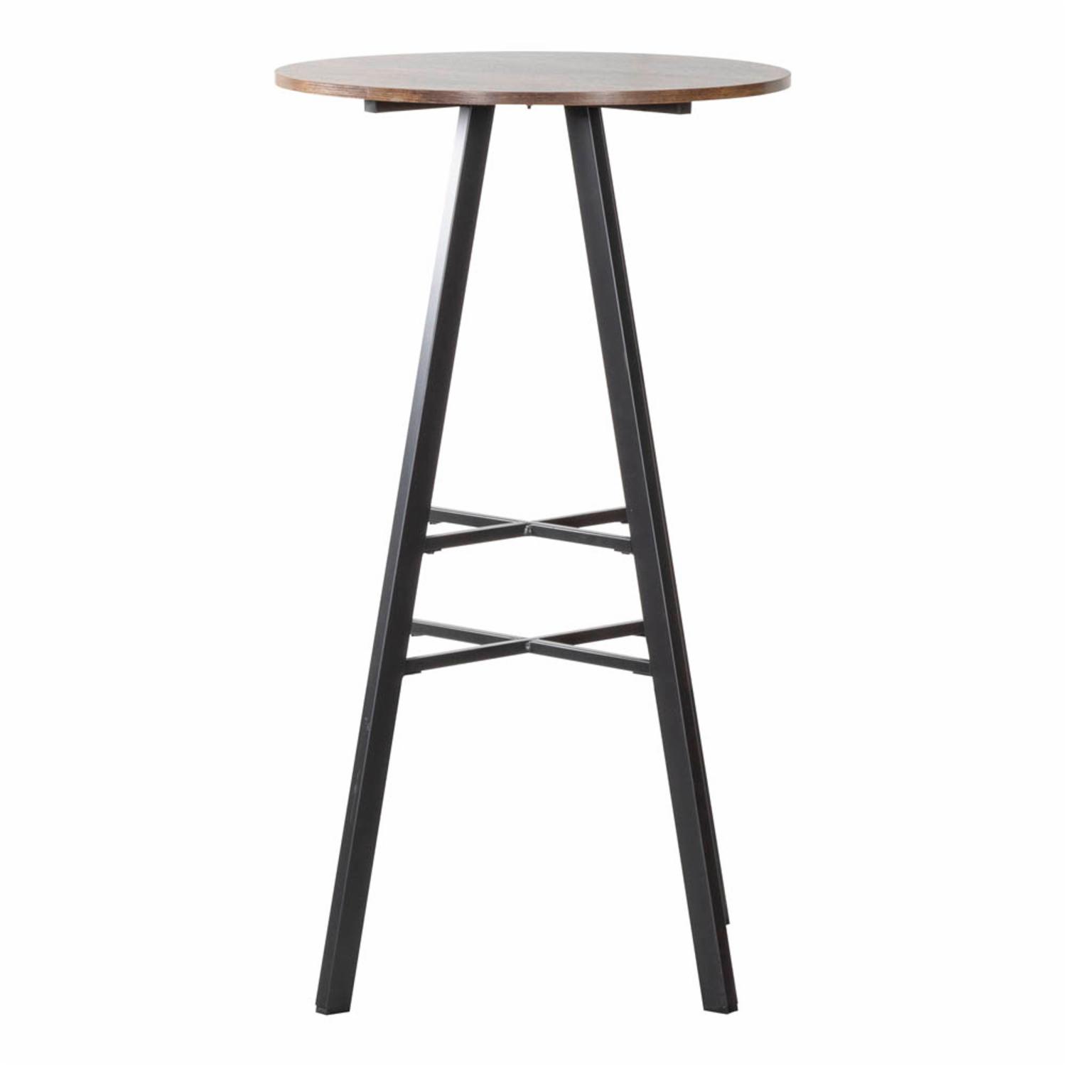 Mesa De Coctel + 2 Bancos Frely Patas Altas FREE HOME Metal y Madera